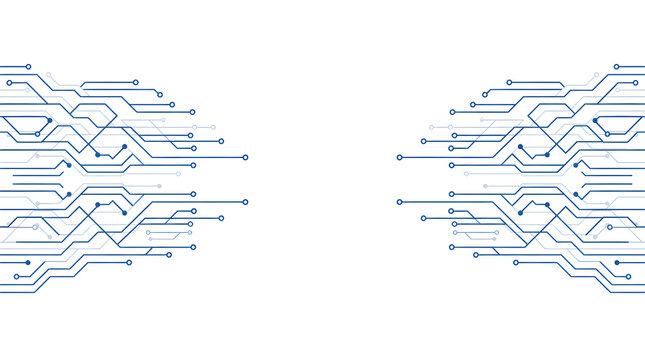 Technology Connectivity Concept Featuring Circuit Board Pattern with Nodes Isolated on White on a transparent background
