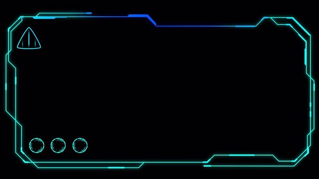 Futuristic technology 4k stock digital frame HUD head up display interface element cyber frame video overlay. Futuristic glowing digital cyber motion graphics alpha channel