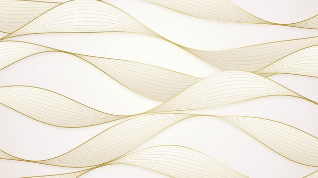 Golden ribbon waves undulate across a black background in a looping animation undulating flowing motion loop