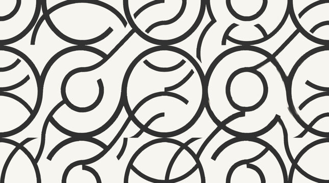 Seamless pattern of black abstract geometric interlocking circles