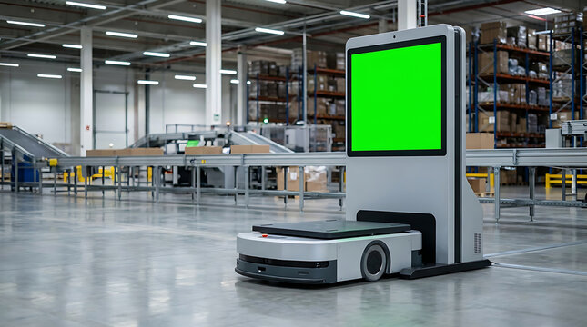 Autonomous Warehouse Robot Transporting Goods in Modern Logistics Facility