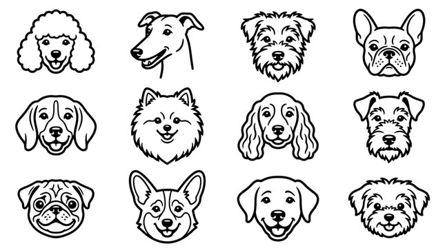set of dogs vector