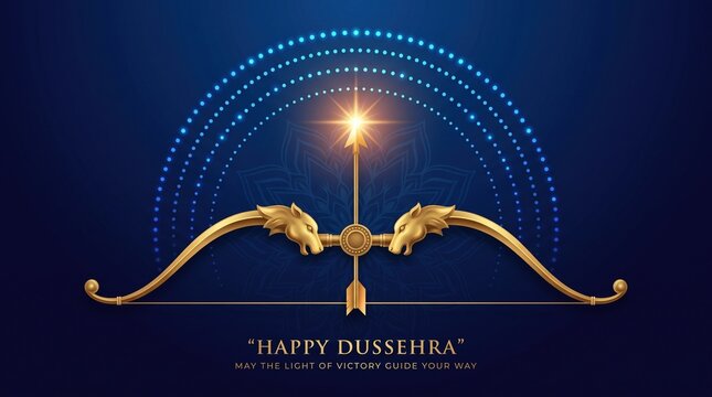 Indian big festival Happy Dussehra or Vijayadashami luxury banner, poster, flyer.