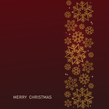 Isolated pattern with elegant gold snowflakes.