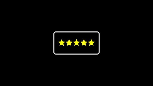 Five and a half star rating feedback customer review icon set in white frame box template for product quality satisfaction score survey service vector illustration black background