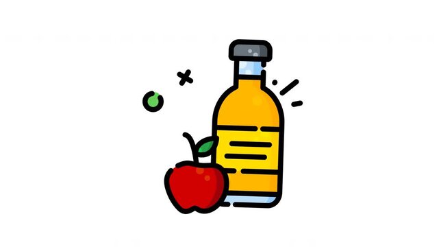 Animated cider, a healthy organic juice drink made from fresh bright red apples. Suitable for food and beverage concepts promotion.