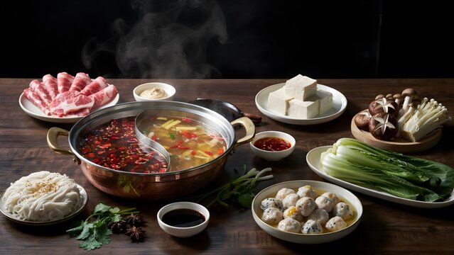 Traditional Asian Dim Sum Feast Featuring Steamed Dumplings in Bamboo Steamers, Crispy Spring Rolls, Pork Shumai, Pan-Fried Gyoza, and Gua Bao Buns Served with Dipping Sauces