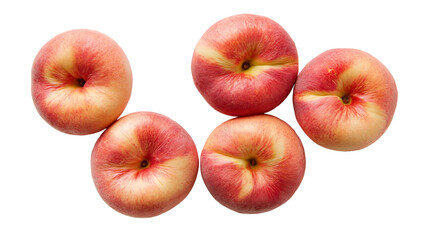 Five fresh ripe donut peaches with red and yellow skin © Alaric