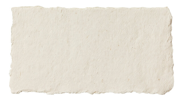 Rectangular piece of handmade cream colored paper with rough deckled edges