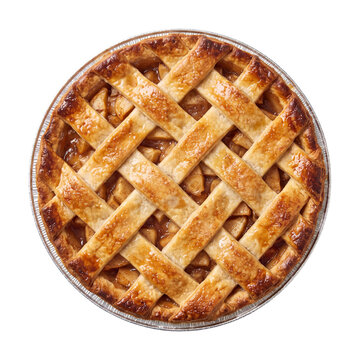 Fresh baked apple pie isolated on transparent background