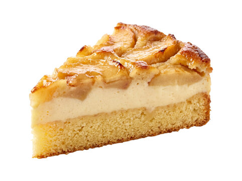 Slice of apple cake isolated on transparent background