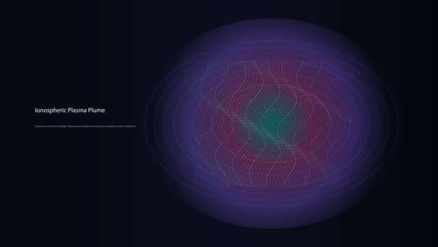 Atmospheric plasma plume vector illustration, futuristic energy field with purple and red glow, scientific data visualization background