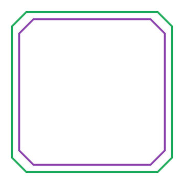 Minimalist double border frame design with purple and green thin lines isolated on white transparent background
