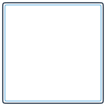 A square frame design element with thin blue and dark outlines transparent background