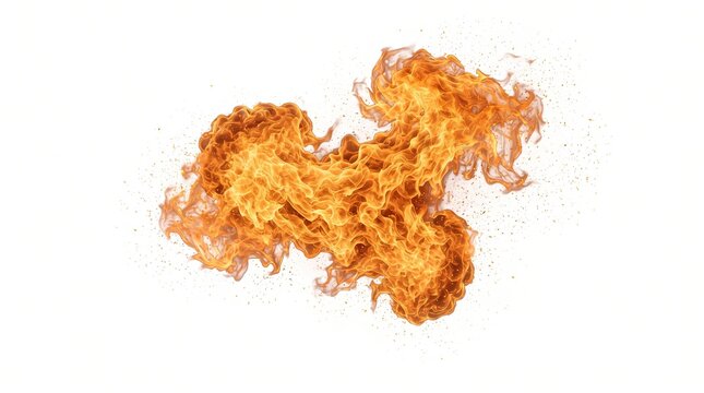A large flame of fire isolated on white background