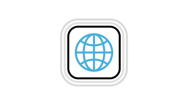 Click website button icon animation. Push button browser, internet, network, site, planet, earth, geography, map, global, cyberspace and connect animated video. Motion graphics with alpha channel