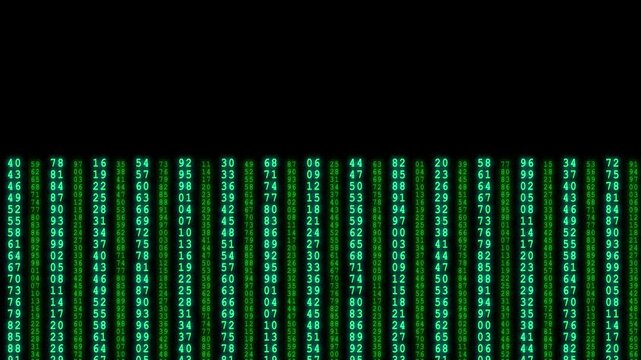 Abstract green digital number rain matrix code background animation   