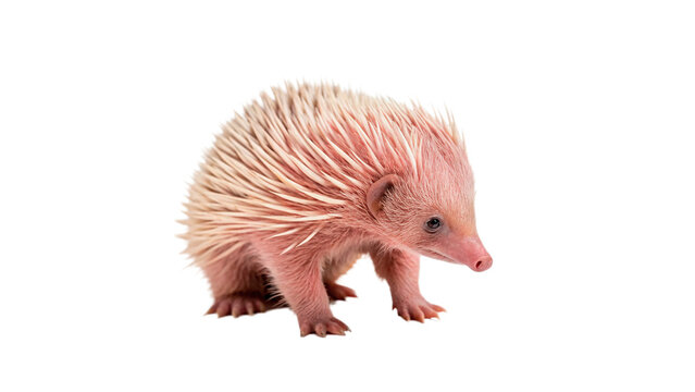 Small pink echidna baby puggle animal wildlife isolated on transparent background