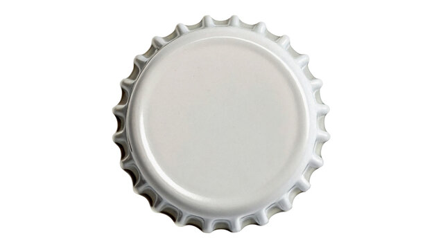 Top view of metallic silver bottle cap isolated on transparent background