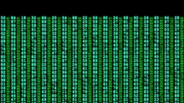 Abstract green digital number rain matrix code background animation   