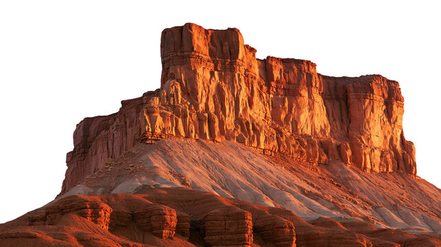 Red sandstone desert mesa mountain peak at sunset