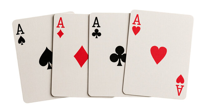 Four aces playing cards showing spade diamond club and heart suits