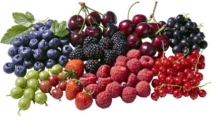 Fresh assorted berries including blueberries cherries blackberries and raspberries © dominica