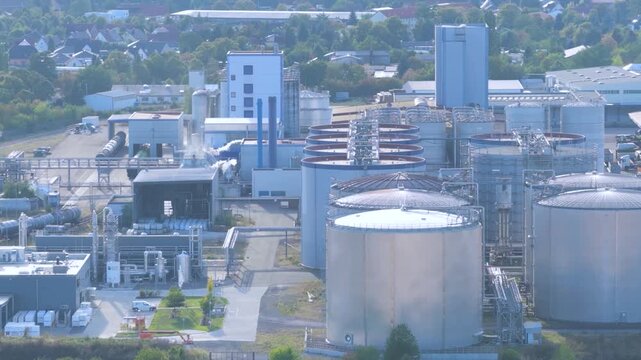 Large Industrial Gas Storage Facility with LPG Tanks and Railway Infrastructure
