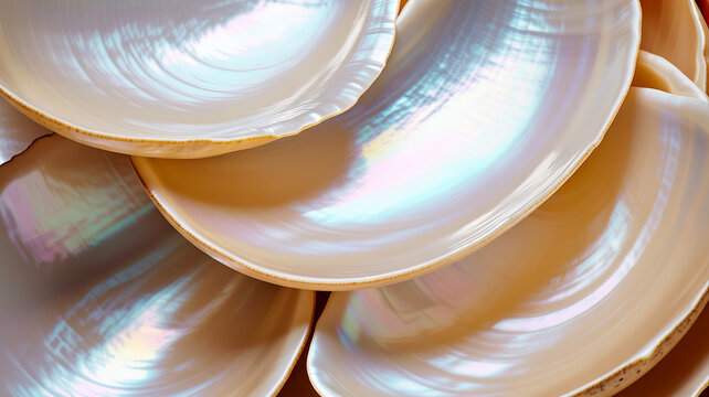 Beautiful Iridescent Abalone Shells Displayed in Natural Light Setting
