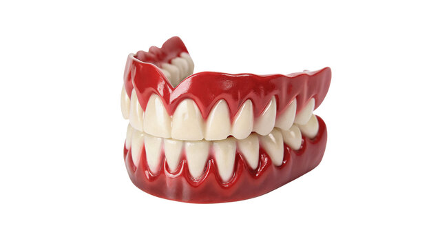 Funny chattering teeth wind up toy isolated on transparent background