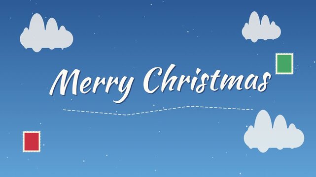 Merry Christmas Travel Text with Airplane Trail Loop