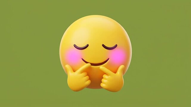 3d emoticon set with shy bashful expressions and rosy cheeks