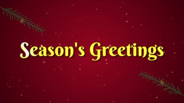 Season's Greetings Christmas Golden Swash Text on Red Velvet Loop