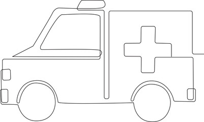 Minimalist one line ambulance with medical cross © Md Hasan
