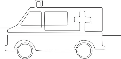 Minimalist one line ambulance with medical cross © Md Hasan