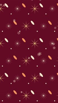 Christmas Retro Atomic Starbursts Pattern in Burgundy Tones Loop Background
