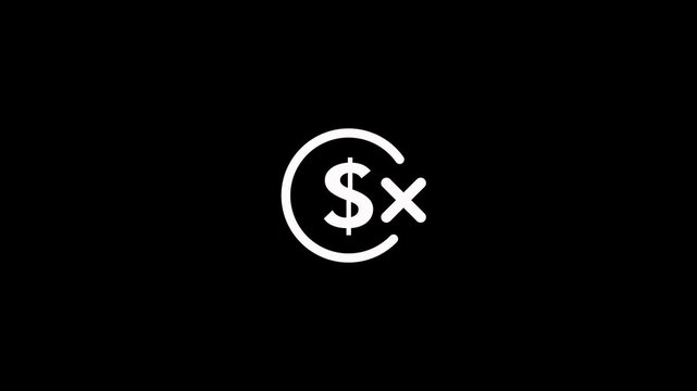 Dollar sign with cross mark icon animation on black background. Financial check mark and cross with circle and dollar sign animation for no payment or transaction, success and failure money concepts