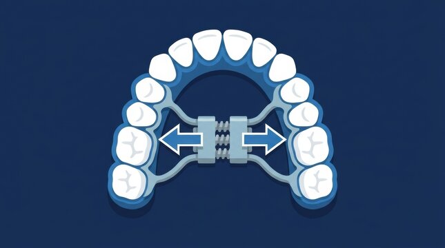 Illustration of a dental palate expander showing the mechanism for widening the upper jaw arch