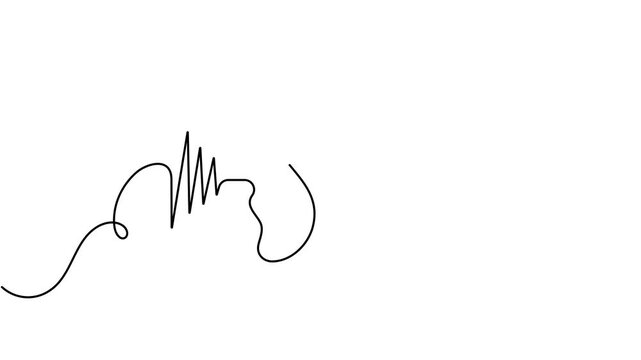 Modern human ear with wave sound frequency sign continuous unbroken single line art drawing on white background minimalist technology of hearing and medical health care concept symbol animation video