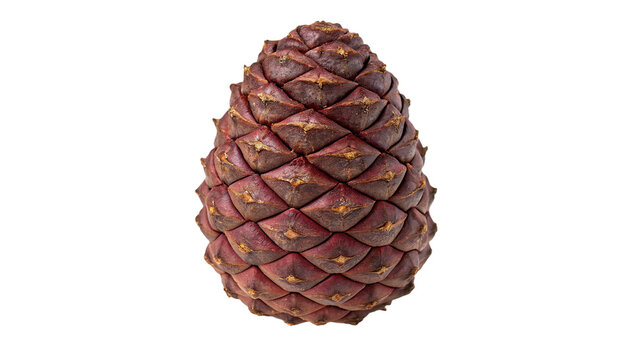 Single dry brown pine tree cone forest object isolated on transparent background