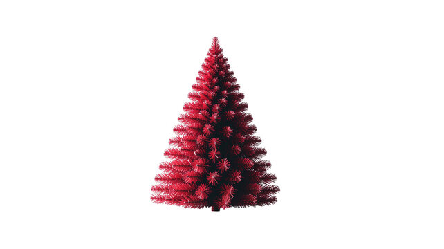 Minimalist red cone Christmas tree isolated on white background