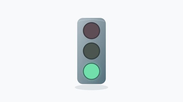 Smart Traffic Signal Icon with Smooth Color Cycling Red Yellow and Green Glow Transitions