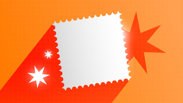 Empty white stampe with modern orange gradient color background and line pattern. Vector background with glowing shape. Background that can for promotion or presentation purpose.