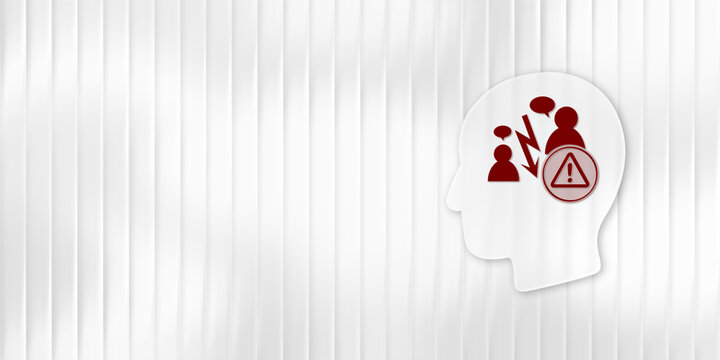 Conflict in the human mind, conceptual illustration with copy space, communication problems, disagreement, argument, mental health warning, psychology concept