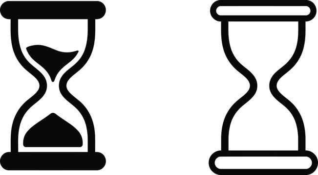 Two hourglass icons representing time and waiting with hourglass shape time management hourglass