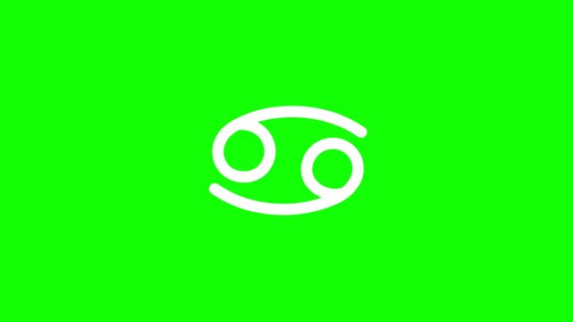 Hand-drawn animation of the Cancer zodiac symbol, featuring the numbers 9 and 6 facing opposite directions; astrological symbol on a green background, 4K video.