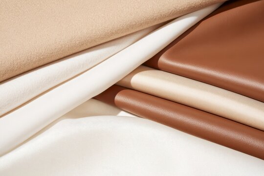 Closeup of luxury fabric textures folded together wool silk