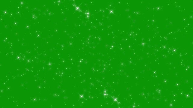 Sparkling star in dark space for video overlay effect, White shining dust light, Broken lights effect for christmas, party, celebrate, birthday, glitter sparkle animation green screen. 4k video
