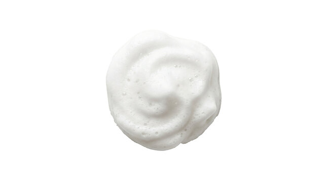Swirled white soft cosmetic mousse cream on transparent background