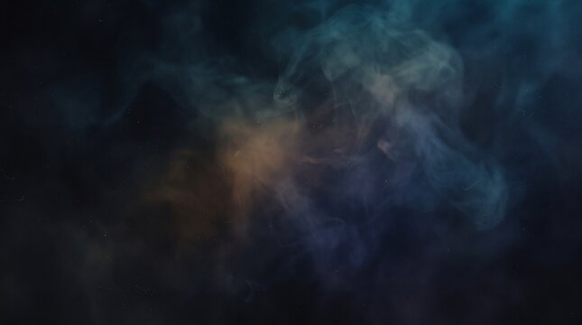 Smoke Drifting on Dark Background with Blue and Warm Light